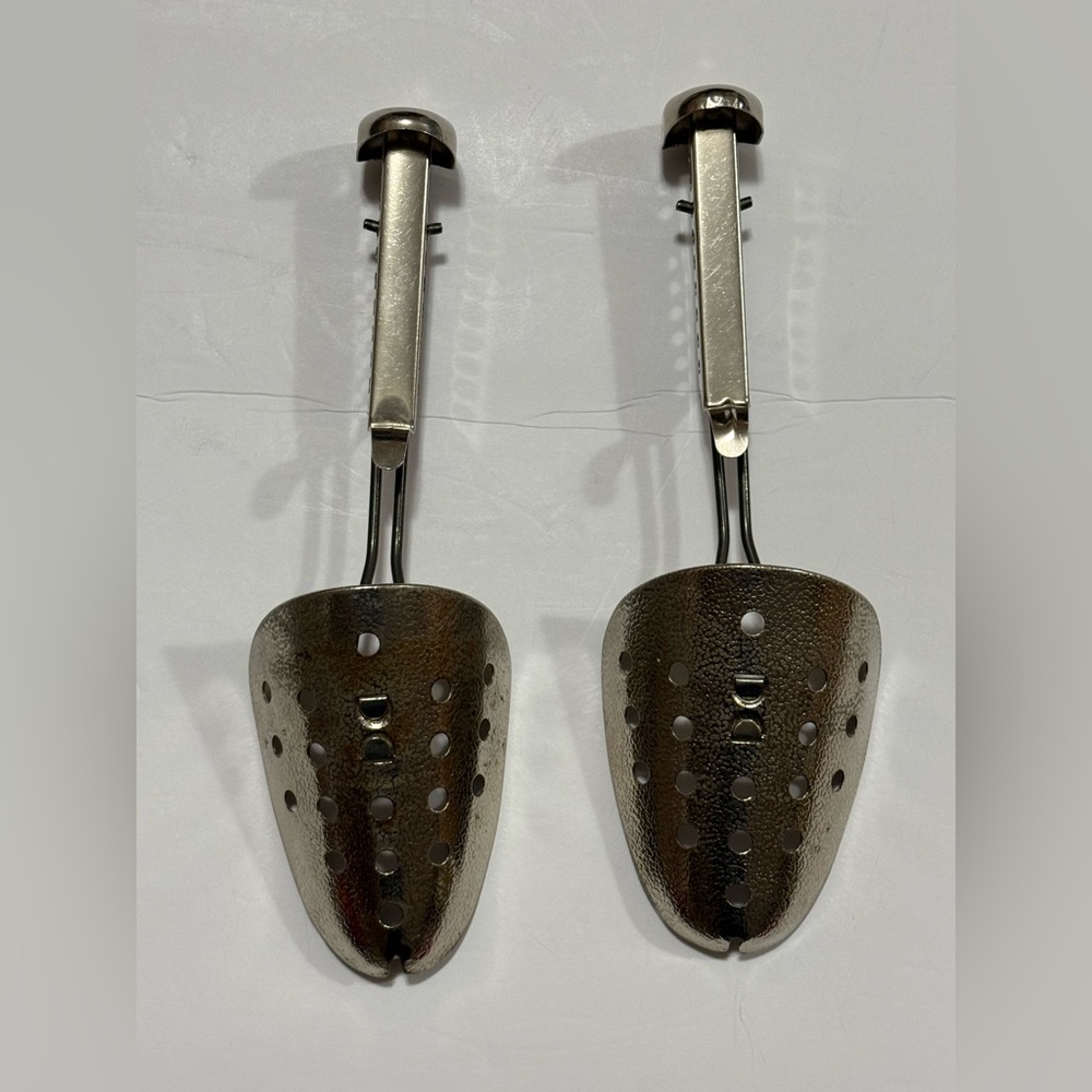 Ekco Metal Shoe Tree Pair Solid Toe Adjustable Shape Keeper Made in USA Vintage